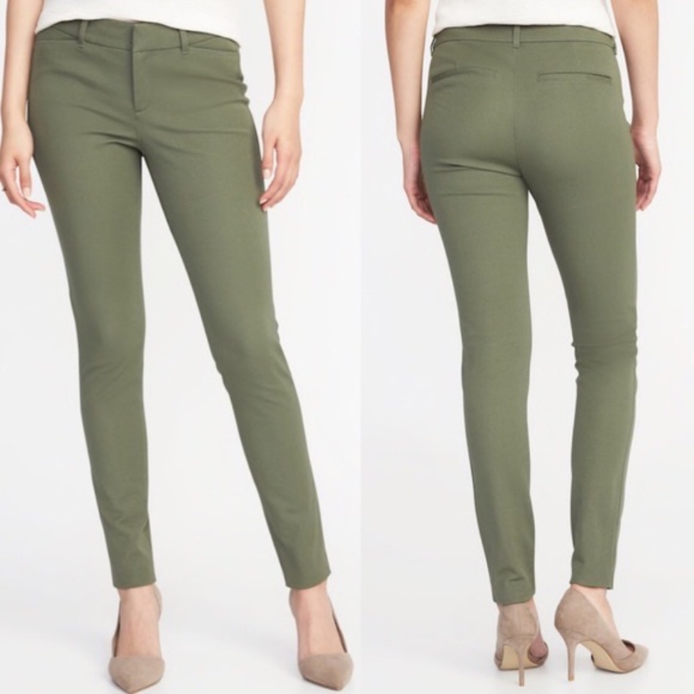Old Navy Mid-Rise Green Pixie Full-Length Pants